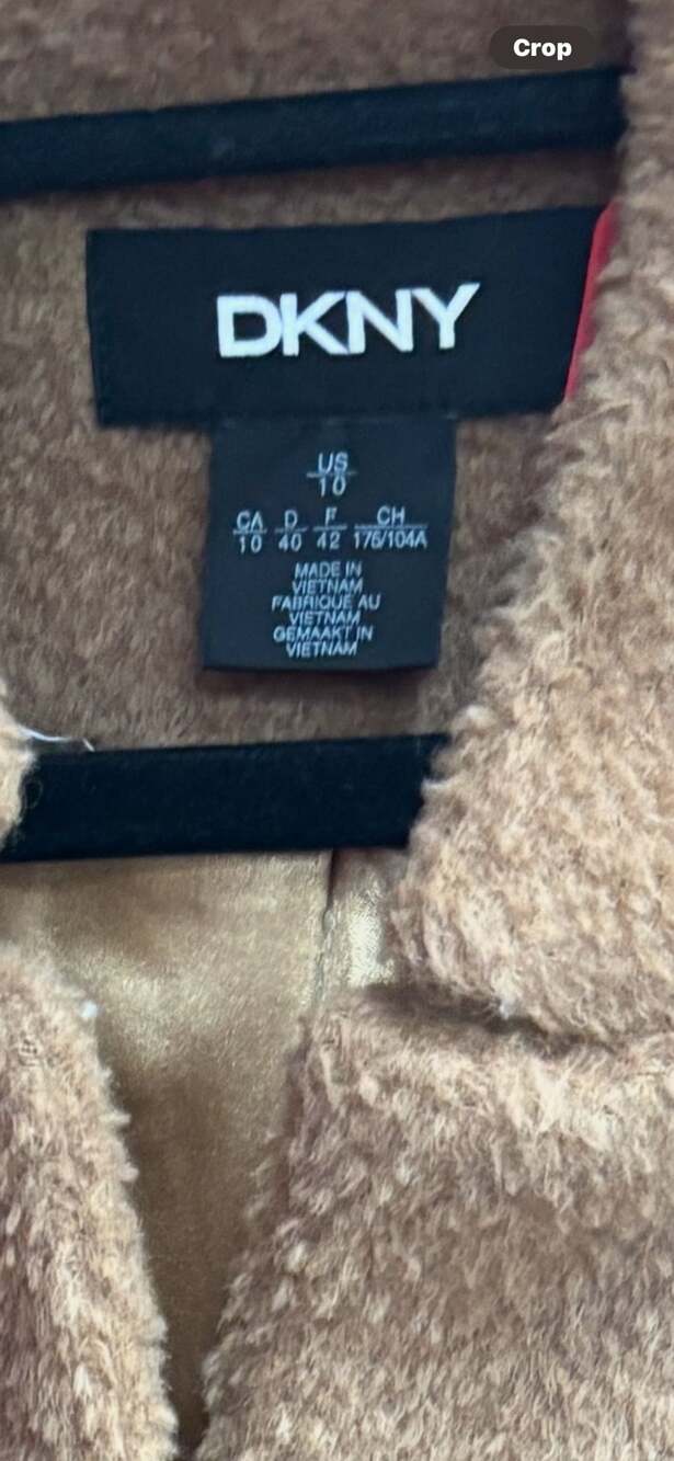 DKNY Wool Blend Teddy Walker Coat Size 10 Camel Brown Alpaca Fleece - Picture 4 of 4